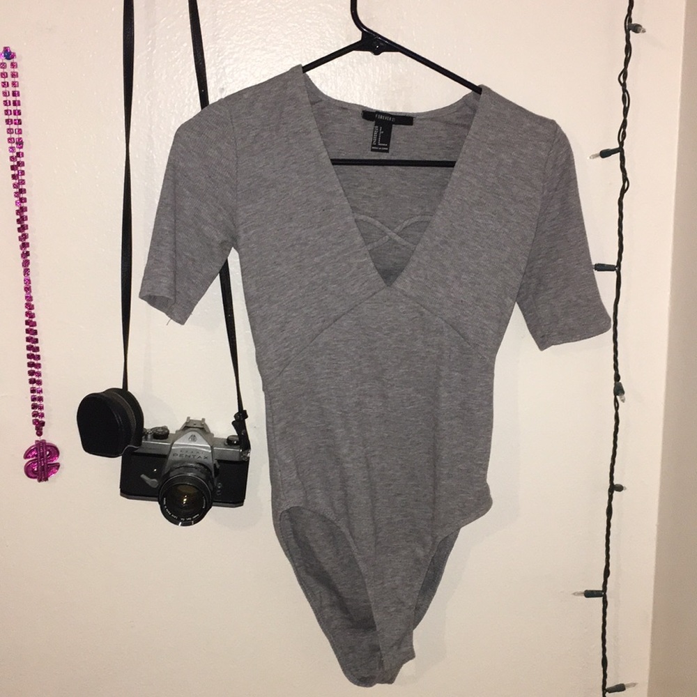 gray bodysuit